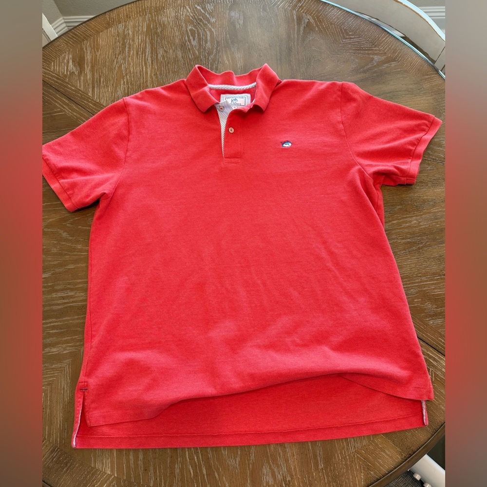 Southern tide coral orange polo shirt